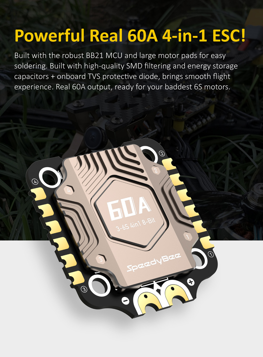 SpeedyBee-F405-V3-BLS-60A-4In1-ESC-F4-OSD-Flugsteuerung-3-6S-mit-9V-5V-33V-BEC-Ausgang-Stack-fuumlr--2008622-4